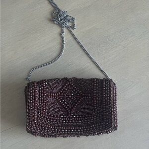 Elegant Brown Beaded Women's Bag
